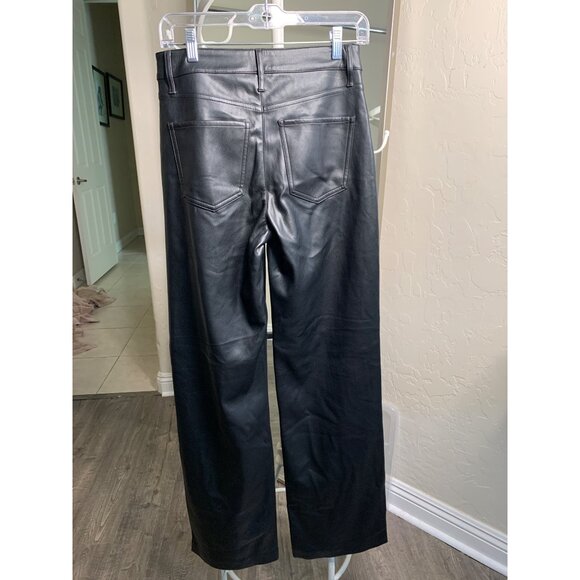 Express Wide Leg HR Buttery Soft Faux Leather Pants Size 4R Black RT10294 - Picture 2 of 12